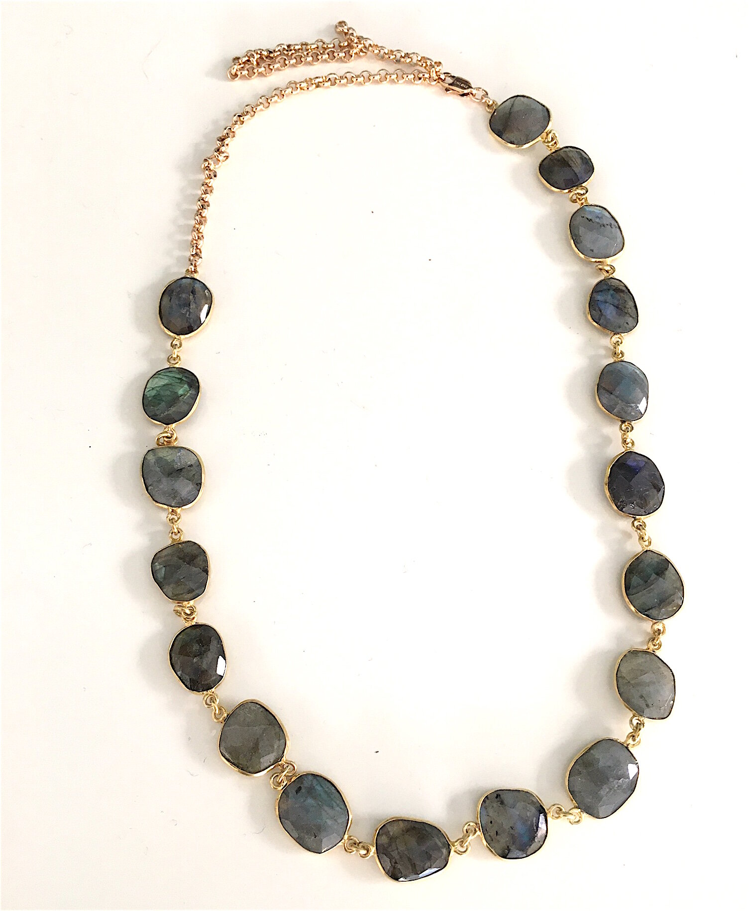  Title: Laborodite necklace  Medium: semi-precious stones, 14k gold plated  Price: £245 