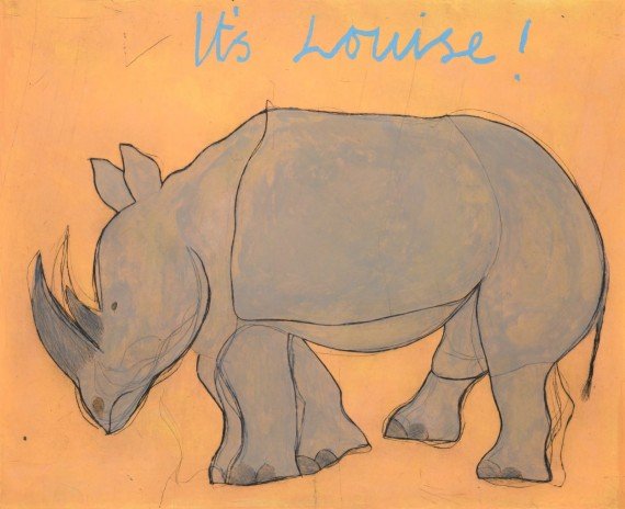  Title: It’s Louise! Size: 79.5cm x 99.5cm Medium: Drypoint, gouache &amp; oil 