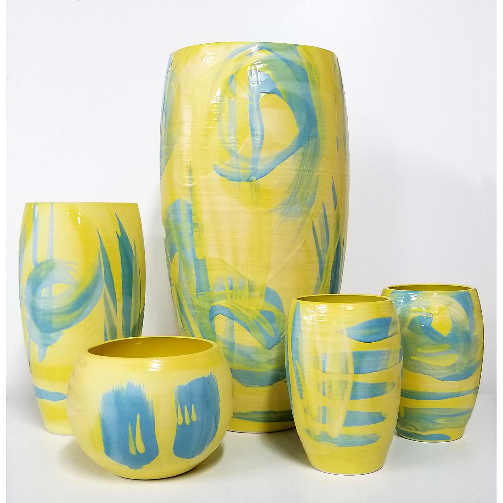  Title: Ting Zing Series, yellow-turquoise vases Medium: Ceramic Prices: £140 - £320   