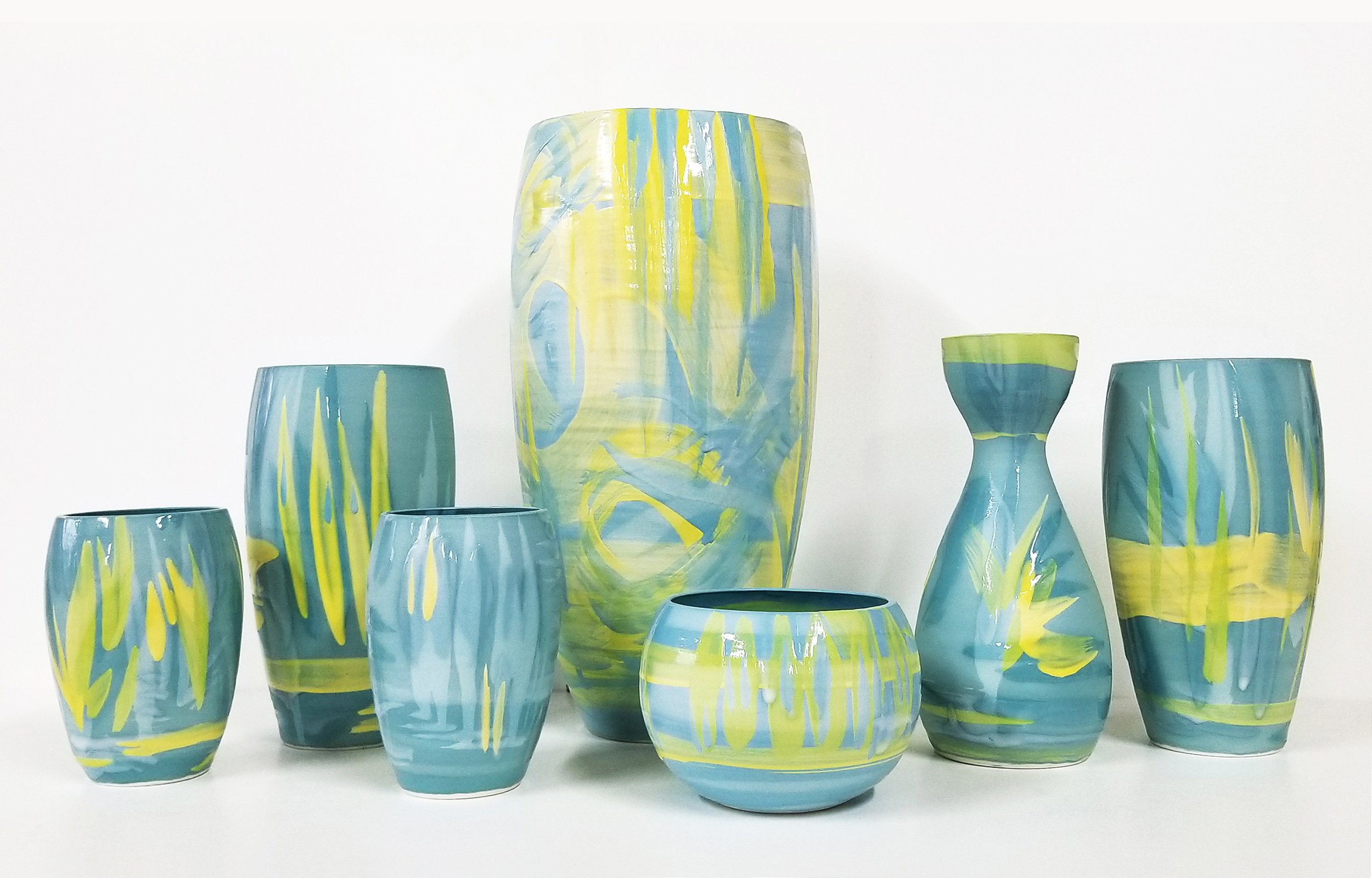  Title: Ting Zing Series, turquoise-yellow vases Medium: Ceramic Prices: £140 - £320 