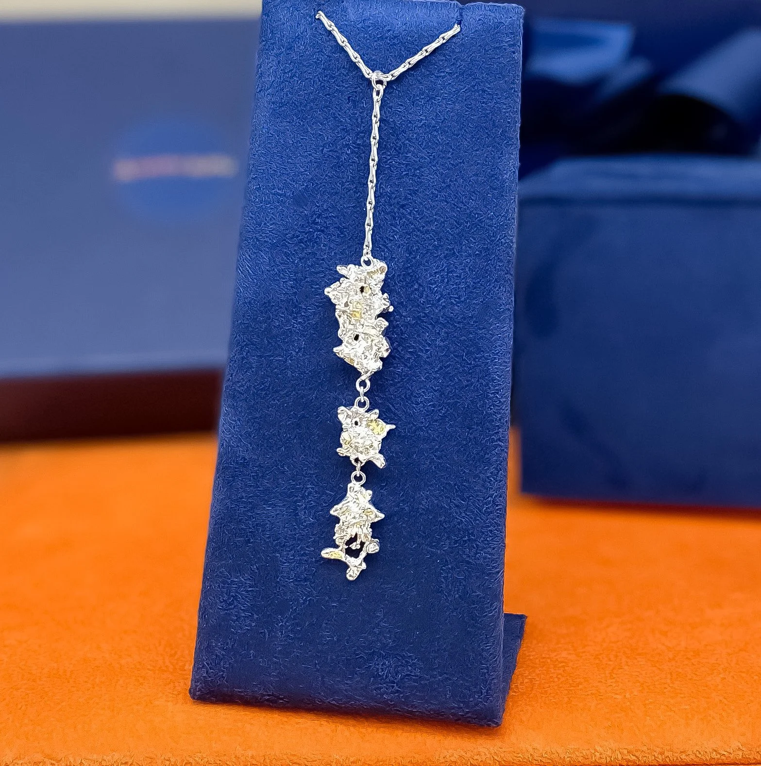  Title: Unique salt cast triple drop necklace Medium: Sterling silver with accents of 24ct gold (Keum Boo) Price: £200 