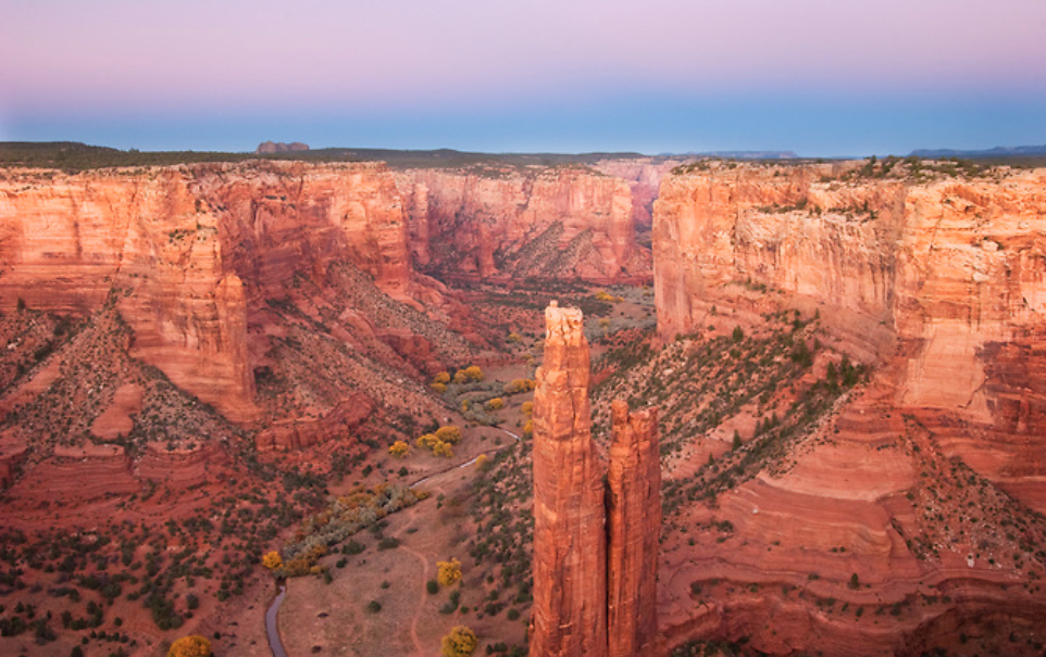 Canyon de Chelly, Arizona. Navajo legend says that Spider Woman, associated with the emergence of life and teaching the art of weaving, took up residence here and her web stretched between the spires.