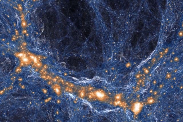 Image: Computer simulation of the distribution of matter in the universe Credit: TNG Collaboration