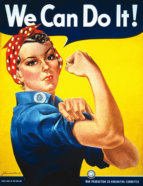 A poster of Rosie the Riveter to encourage everyone to be strong in the face of election results. We’re in this together.