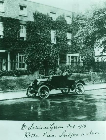 Dr Greene in his Model T Ford outside Rother Place