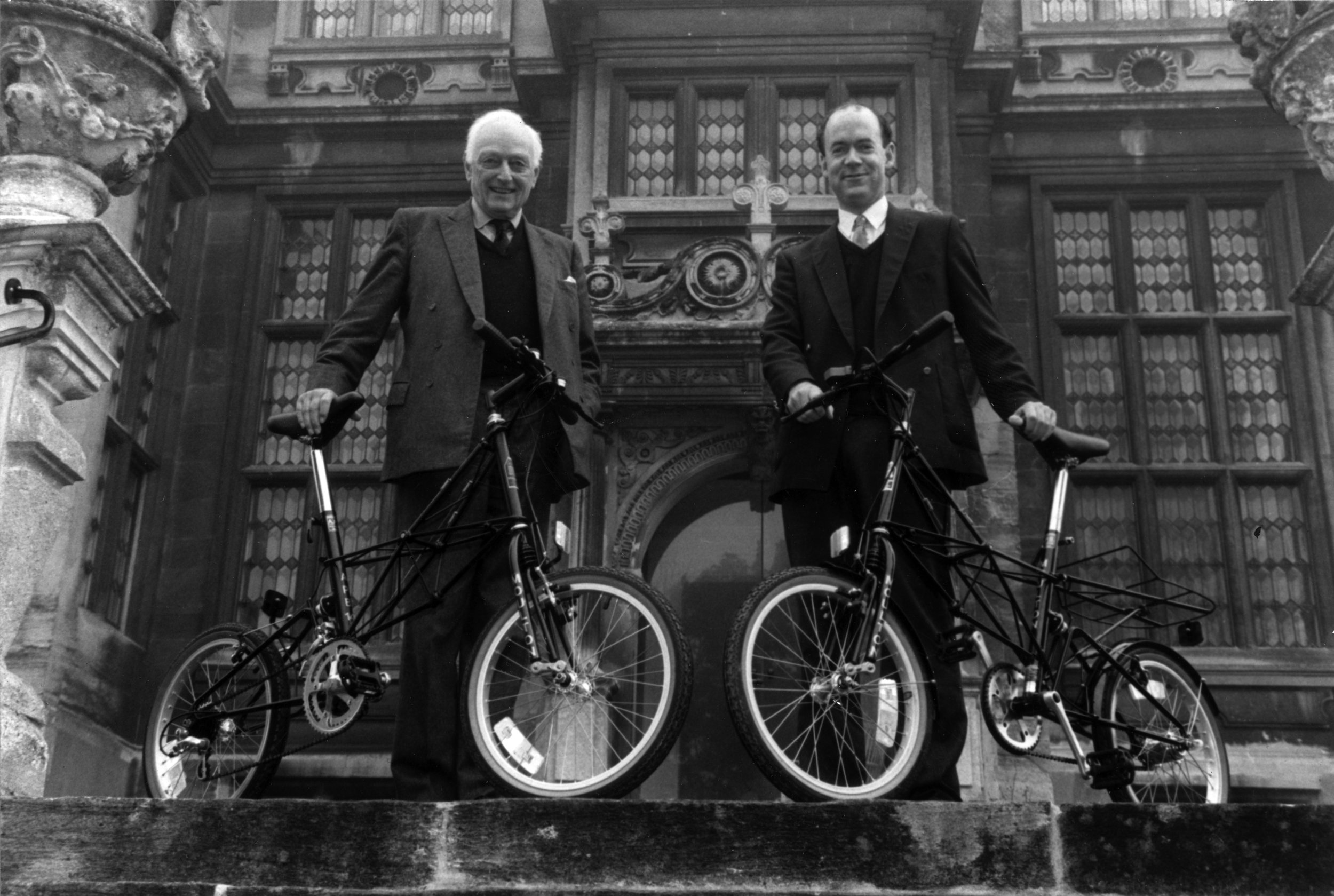 Alex Moulton and Tim Pashley at The Hall, for the launch of the APB 14 in 1993.&nbsp;