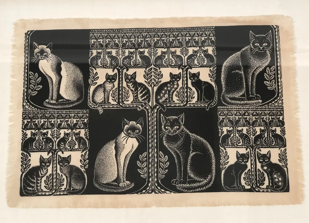 絵画 kitty-cornered\" White Cat and Kitten, Shōwa era, 1956 by Sekino Jun'ichirō