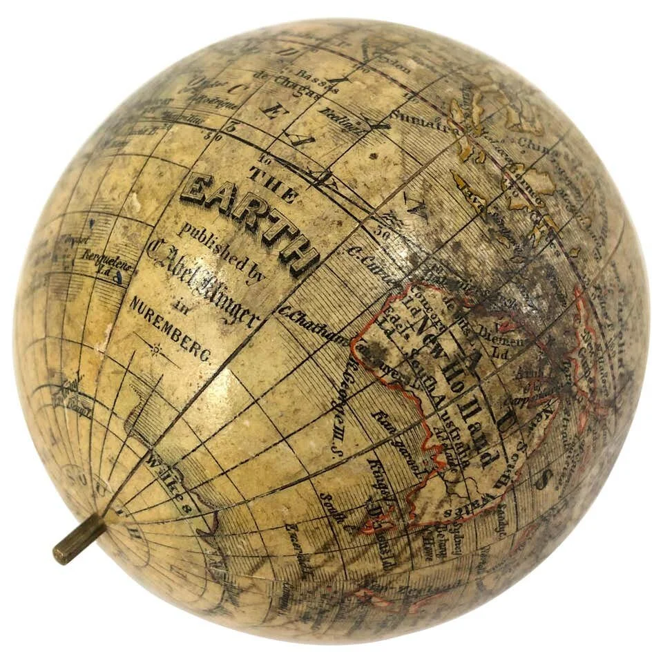 19th Century German Miniature Pocket Terrestrial Globe — Andrew