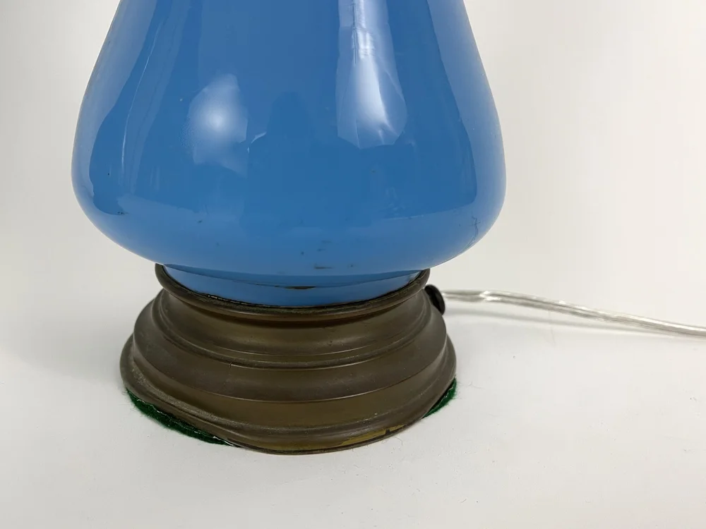 Pair of 19th Century French Blue Opaline Glass Lamps — Andrew