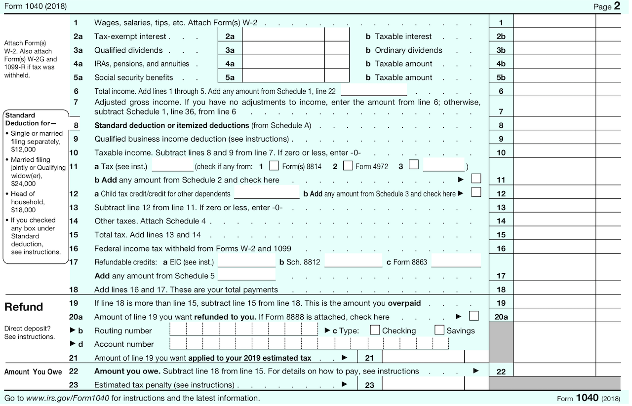 Form 1040 Schedules Tax Tables