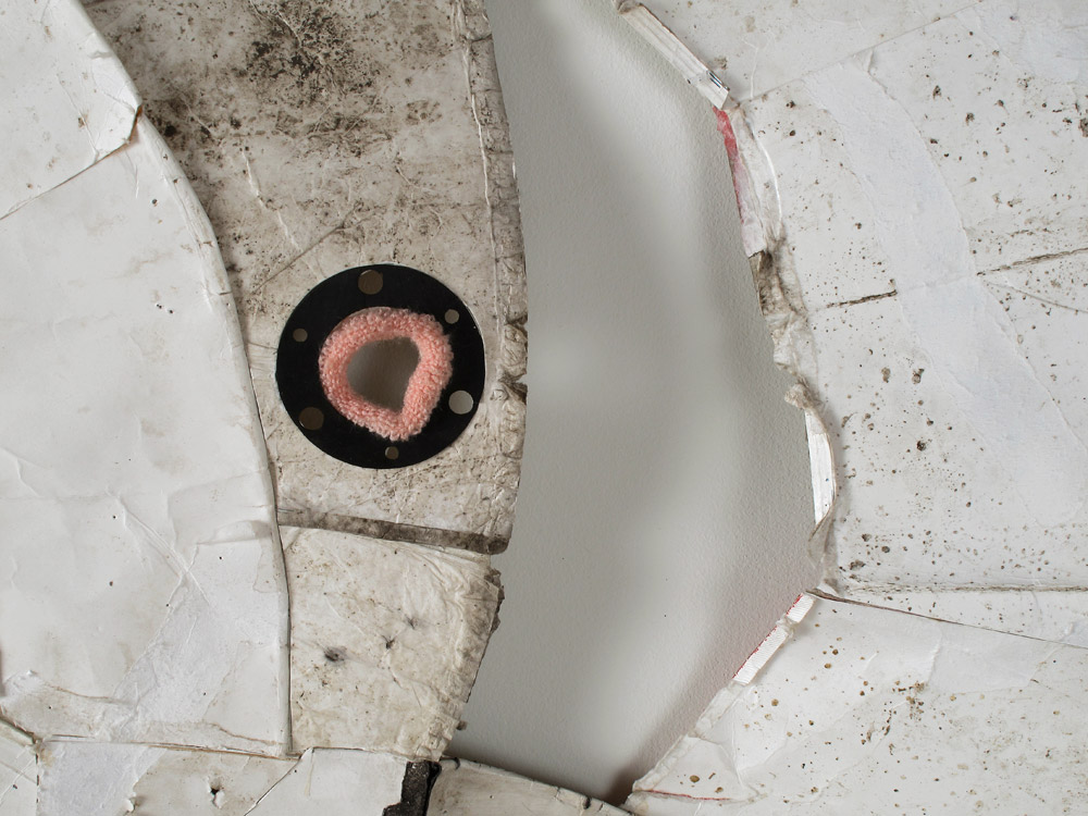 DETAIL Pore (Eau Claire, WI to Willow St. Park, WI) 2009, found paper, Styrofoam, and plastic (throwaway materials gathered on collection-walks); 96¨ x 96¨ x 1.5¨
