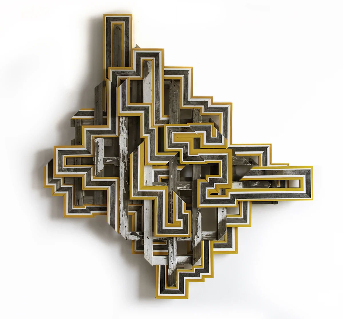 Untitled , (Somerville, MA/ Ann Arbor, MI) 2019. Found wood, painted pine and poplar, 47” x 50” x 3.75”