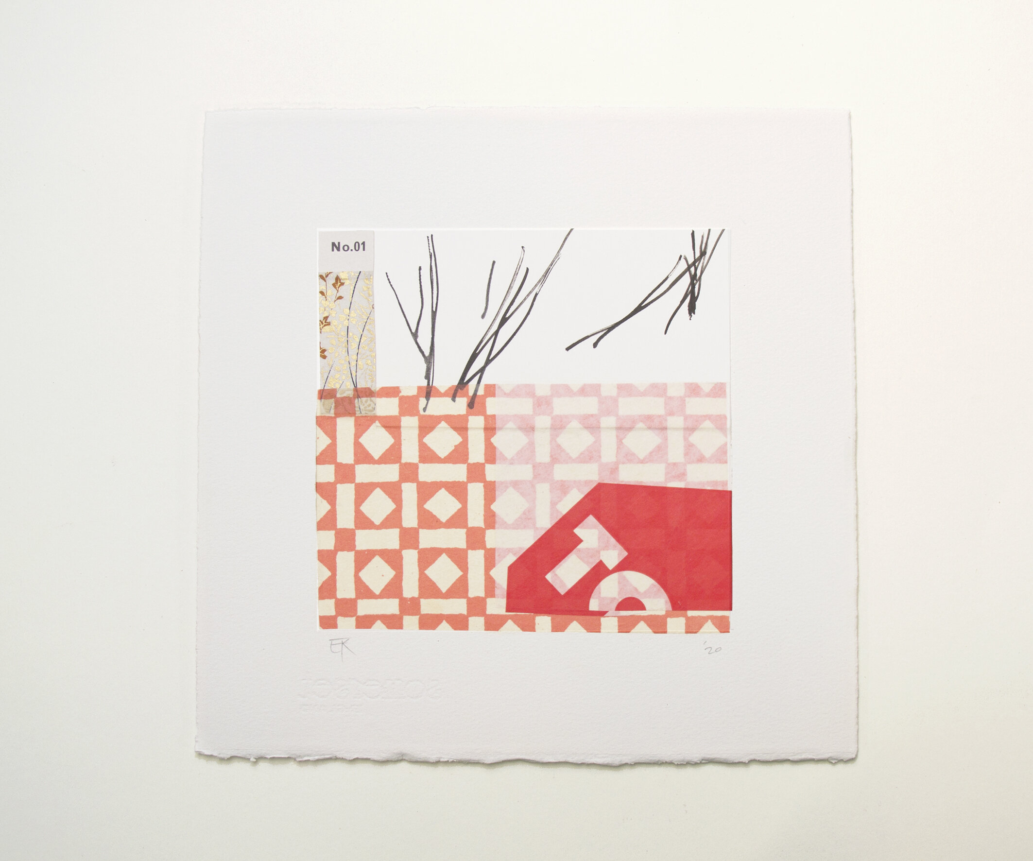 'TO' - 29 x 29cm. Original collage and mixed media. Paper mounted on 3mm hard board