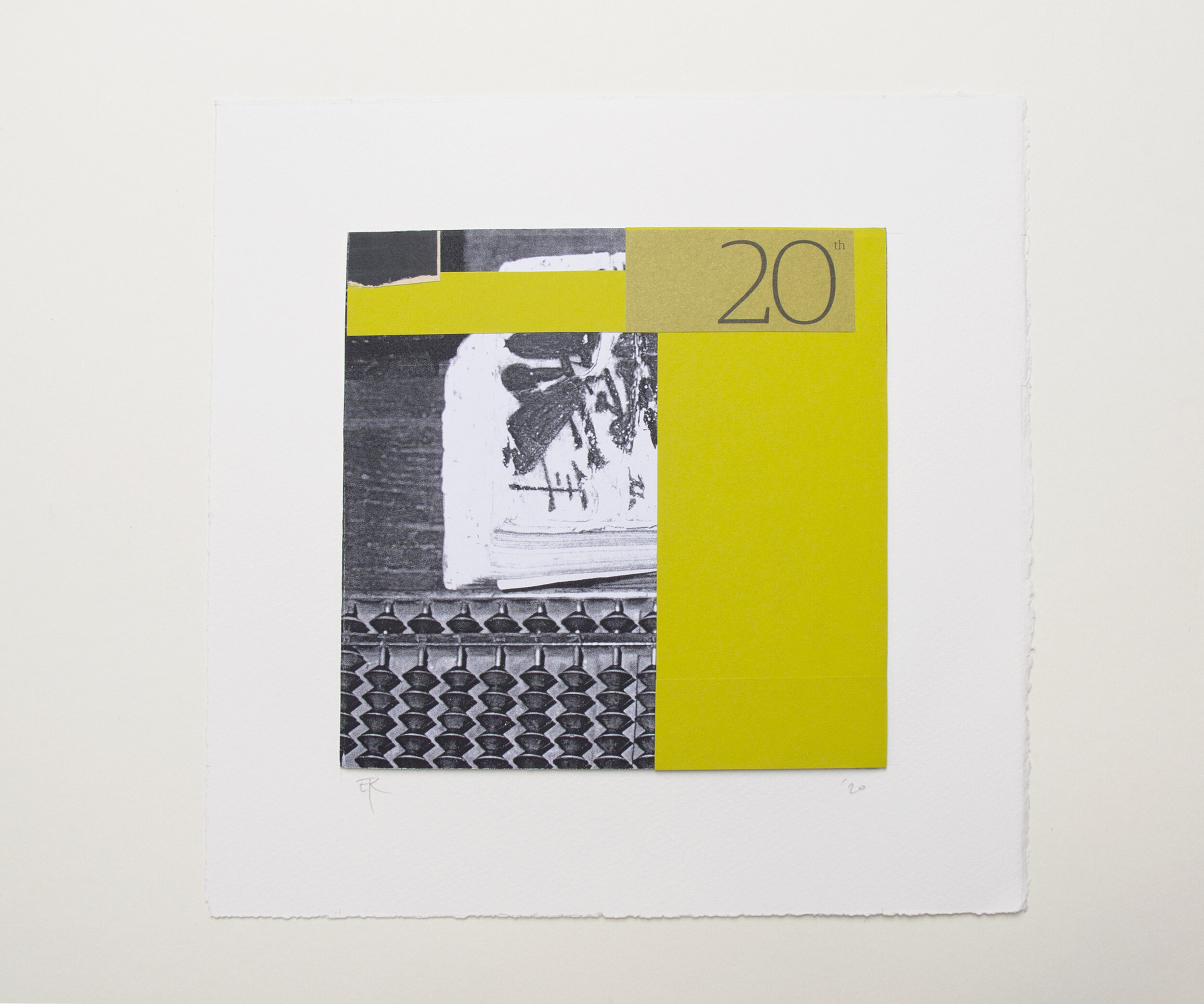 'Counting to 20' - 27.5 x 27.5cm. Original collage mounted onto paper.