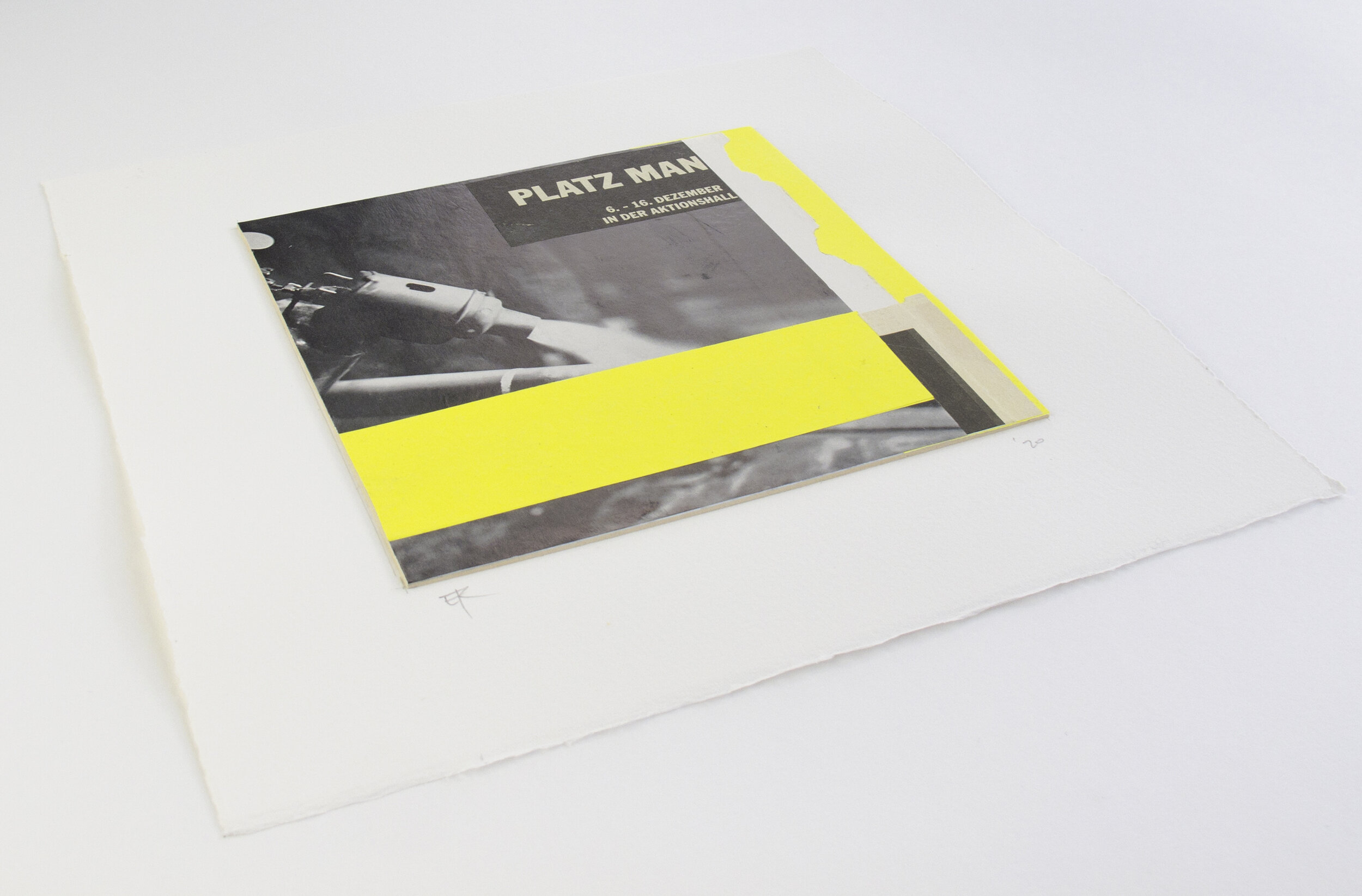 'PLATZ MAN' - 29 x 29cm. Original collage mounted on paper.