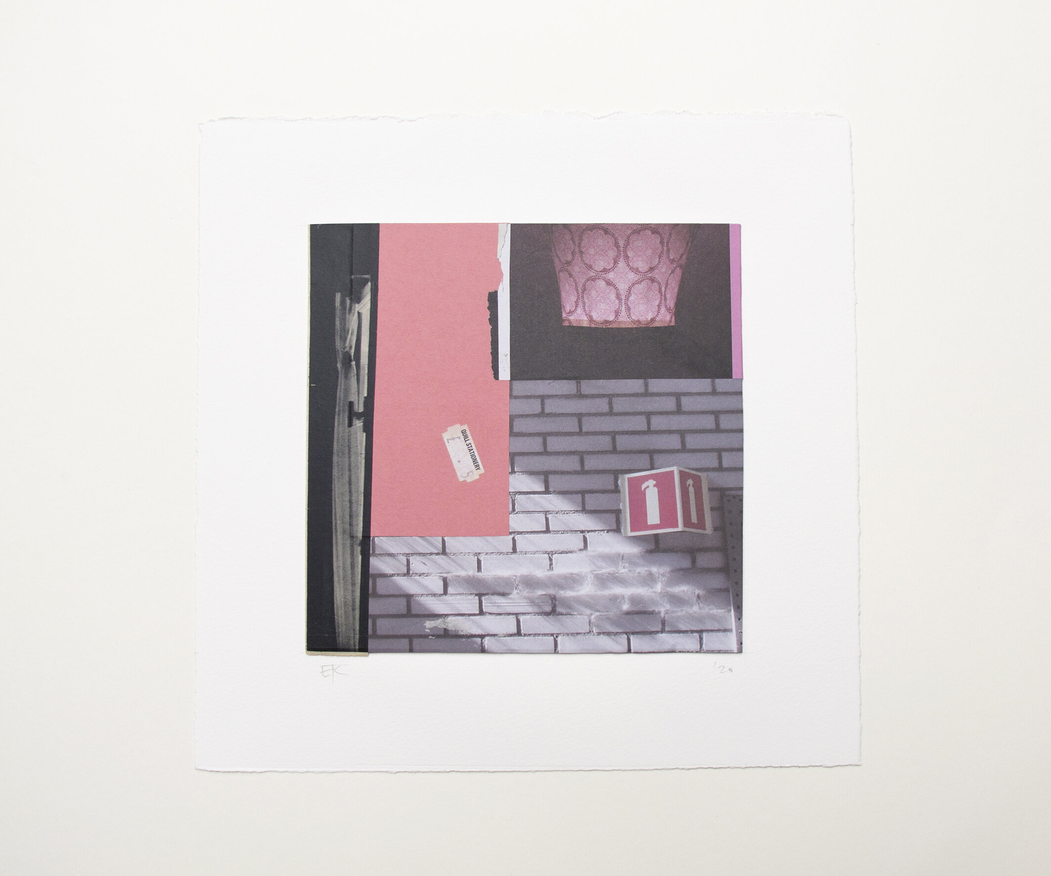 '5 pence (illuminated pink)' - 27.5 x 27.5cm. Original collage mounted on paper.