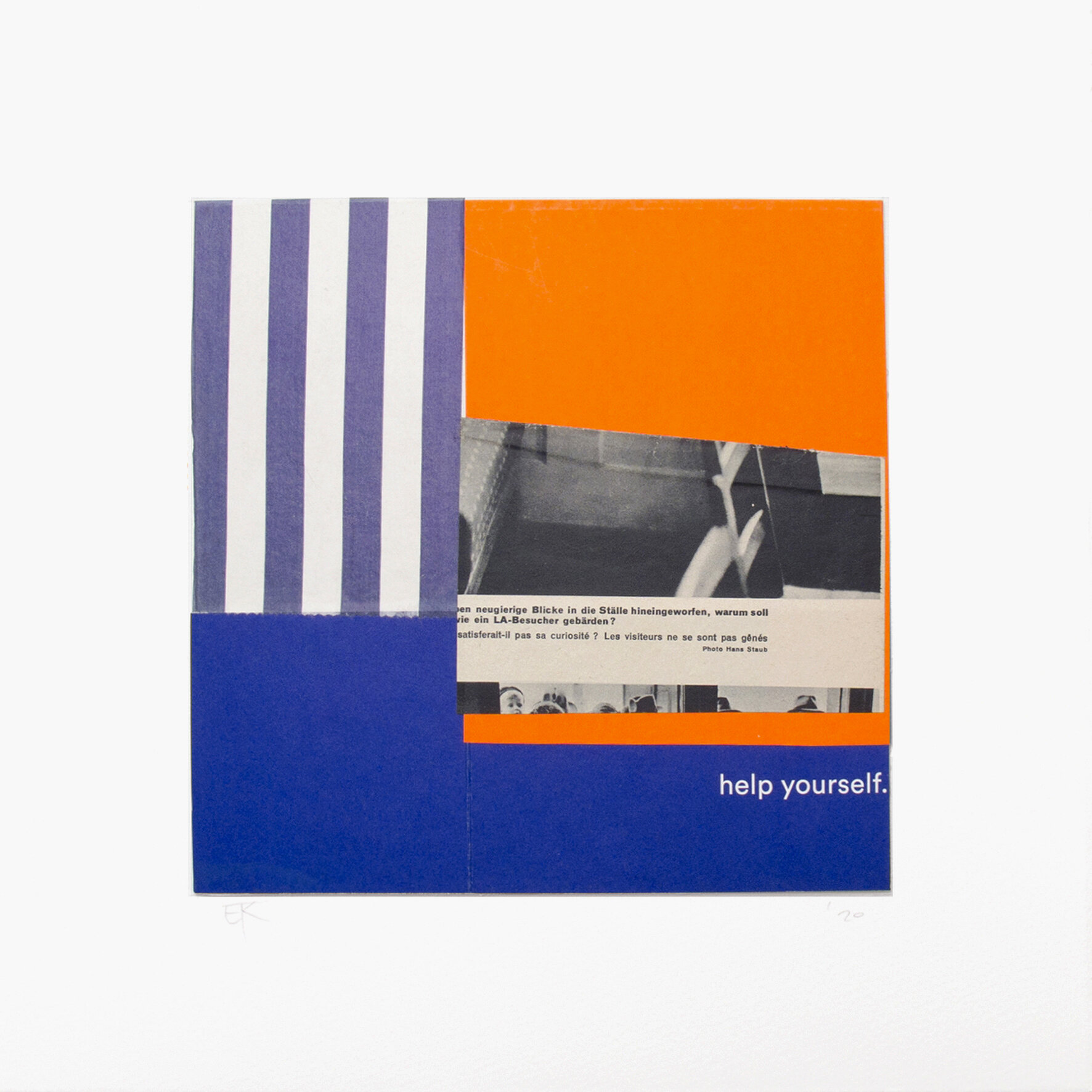 'help yourself' - 29 x 29cm. Original collage mounted on paper.