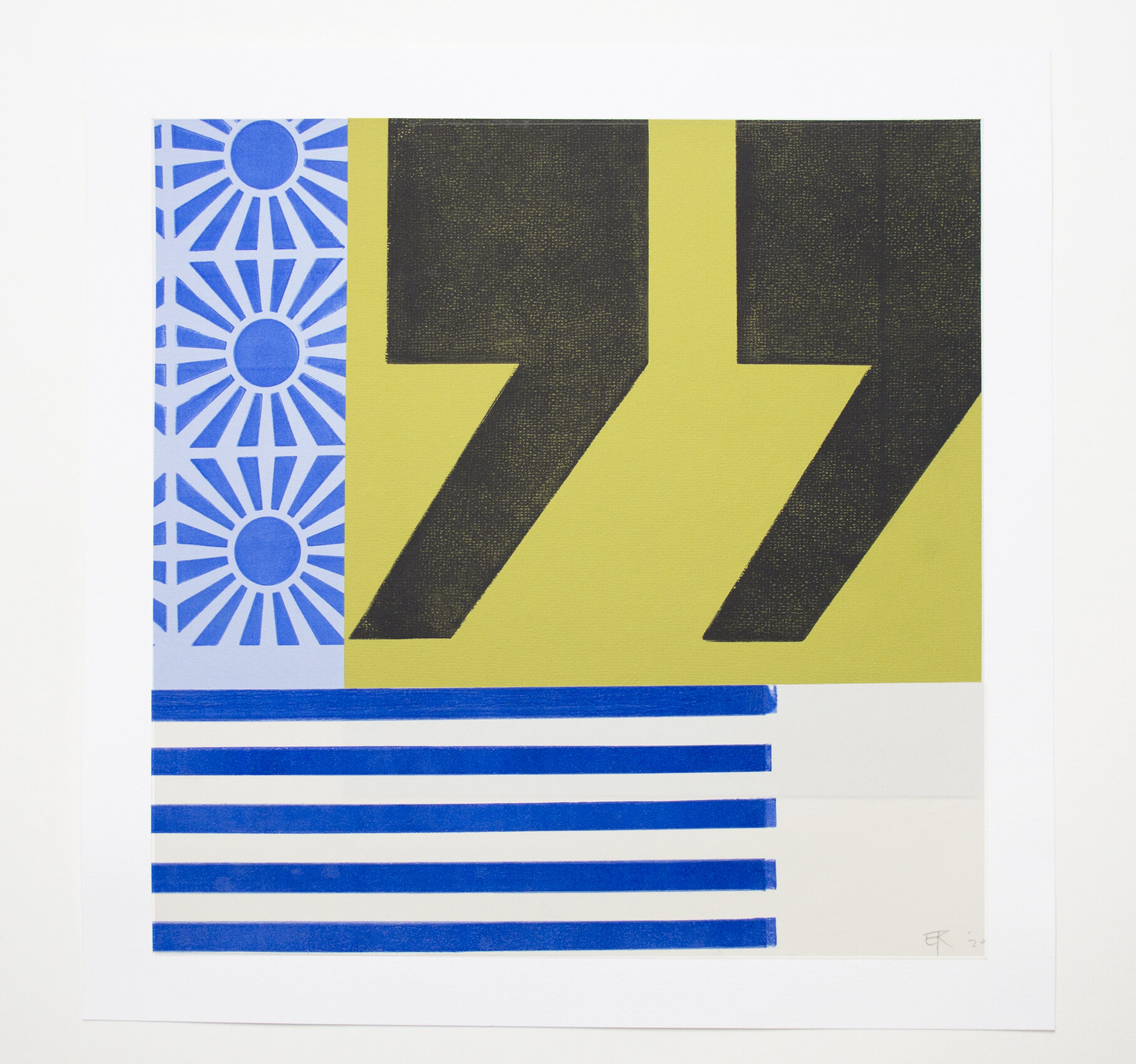 'Speak 2 (chartreuse)' - 42 x 42cm. Original collage and mixed media on paper.