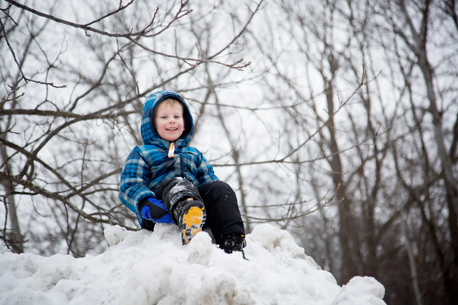 And then he had to climb the giant snow bank in the parking lot.