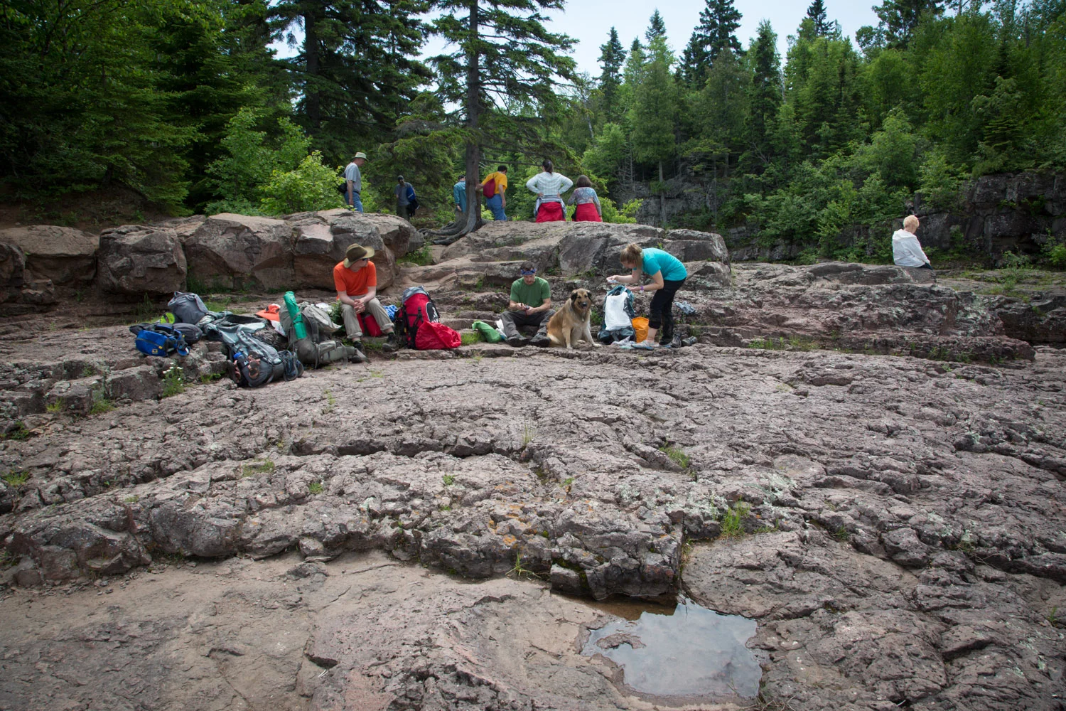 We parked our dirty selves on the rocks of the temperance river right in the middle of the tourists and ate our lunch.