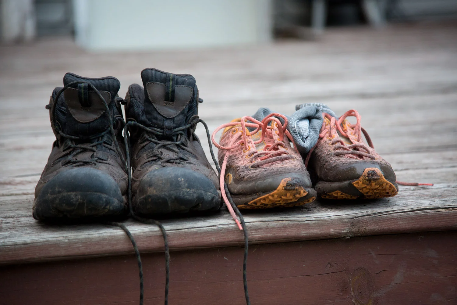 The aftermath of our footwear. Although my trail running shoes served me well, I think my feet would have been happier in some proper hiking boots...