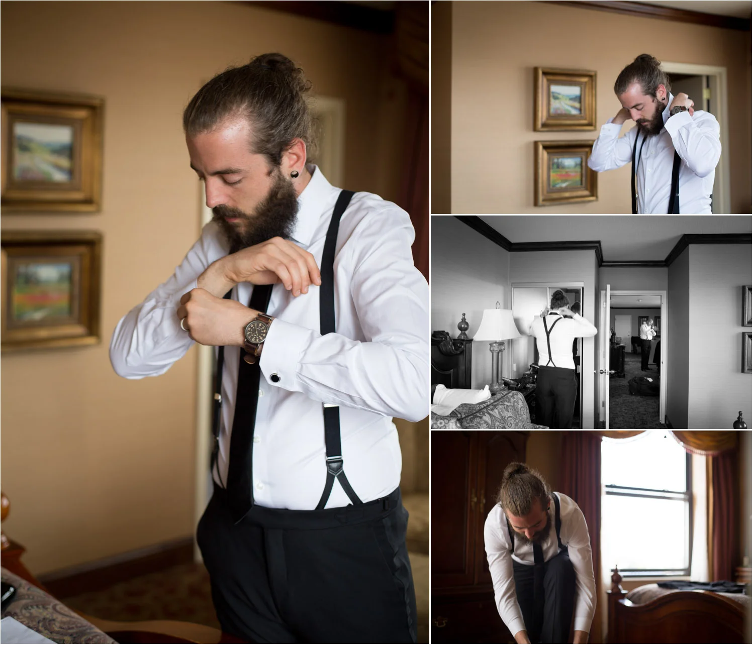 Pat got ready with his groomsmen at the Historic St. Paul Hotel across the street.