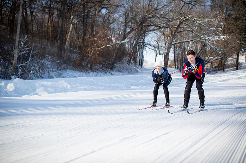 First they frolicked in the snow wearing sweaters and jeans. Then they changed into their nordic ski wear for some photos on their skis!