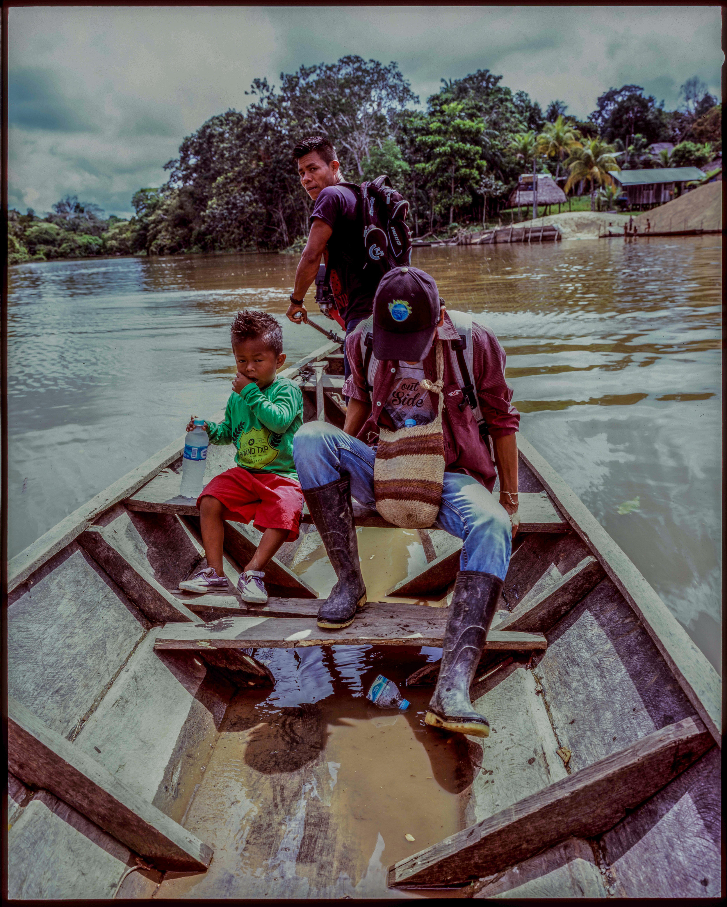 Navigating through the Amazon and the Amacayacú rivers on a journey from Leticia to San Martín de Amacayacú - a community of Tikuna indigenous inhabitants located in the jungle in the very south of Colombia. San Martín de Amacayacú, Amazonas, Colom