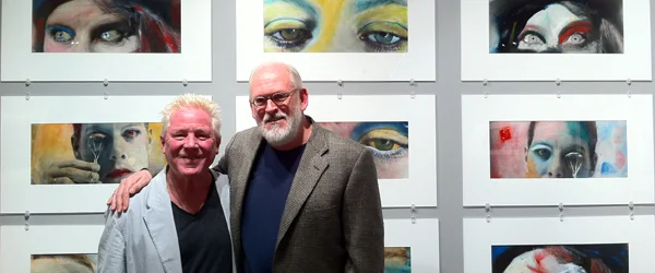 Kim Weston with Huntington Witherill curator of The Painted Photograph Show at Center for Photographic Art