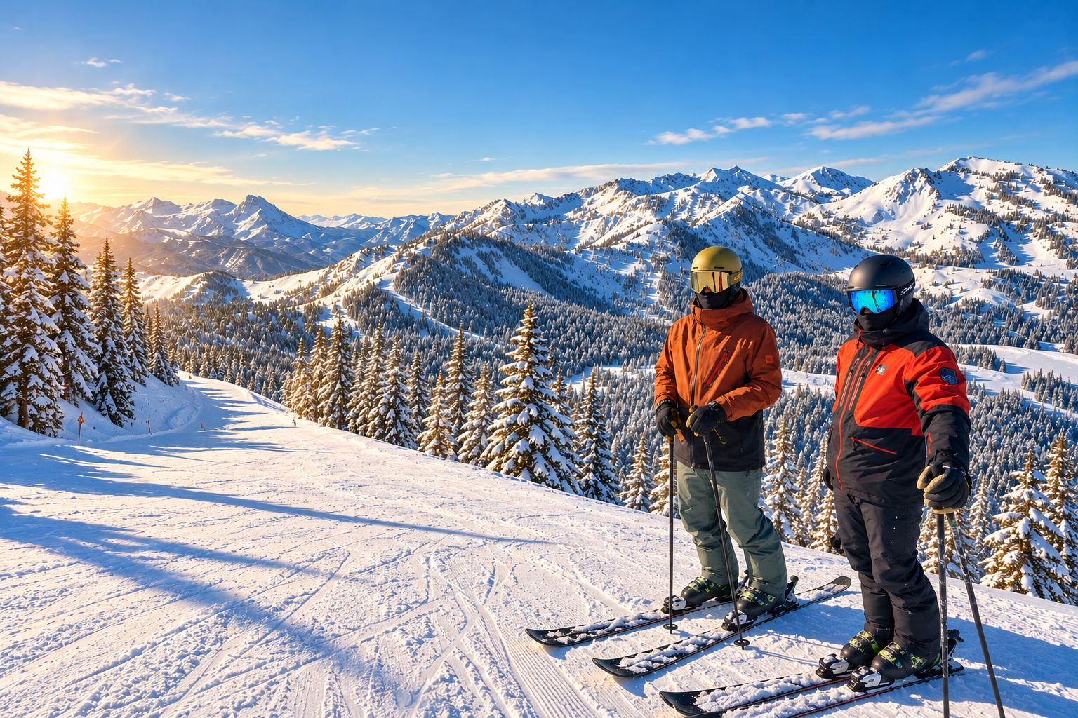 Sunrise Skiers Over Alpine Peaks.png