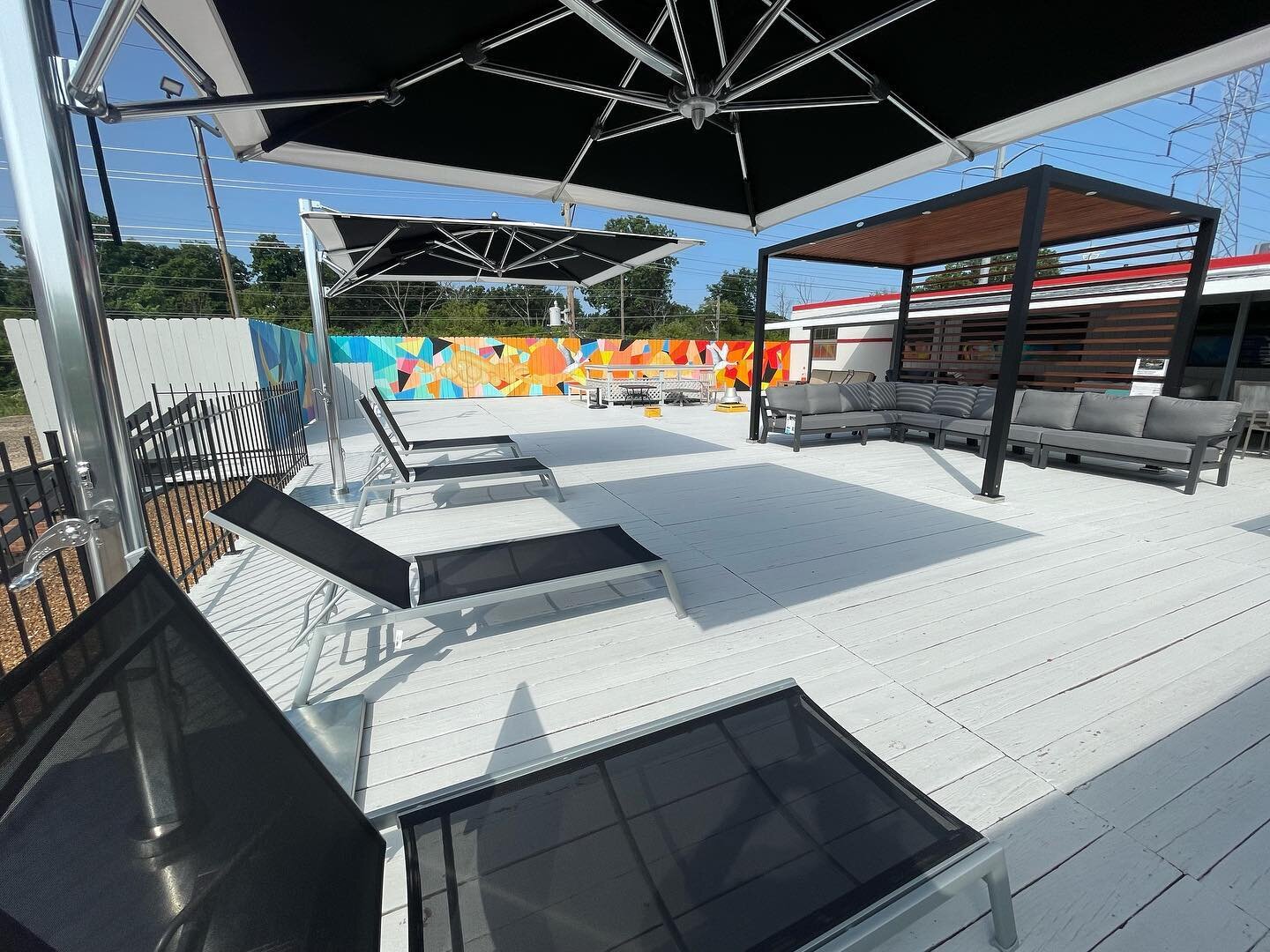 Come check out our reimagined deck. Complete with Tuuci cabana, Tuuci cantilevers and mural done by local Chicago artist Luis munoz!