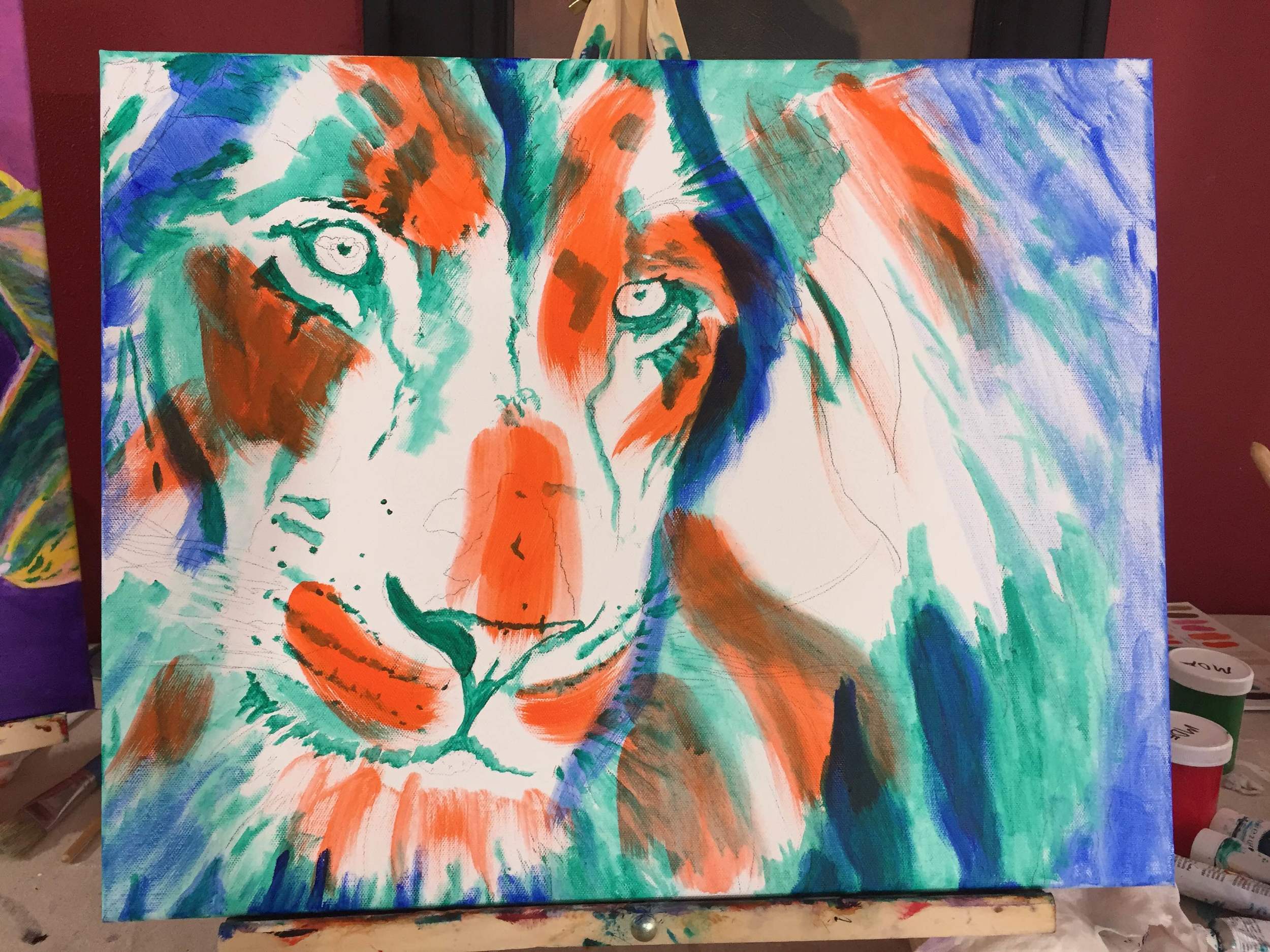 A few colors are added to establish depth of field.