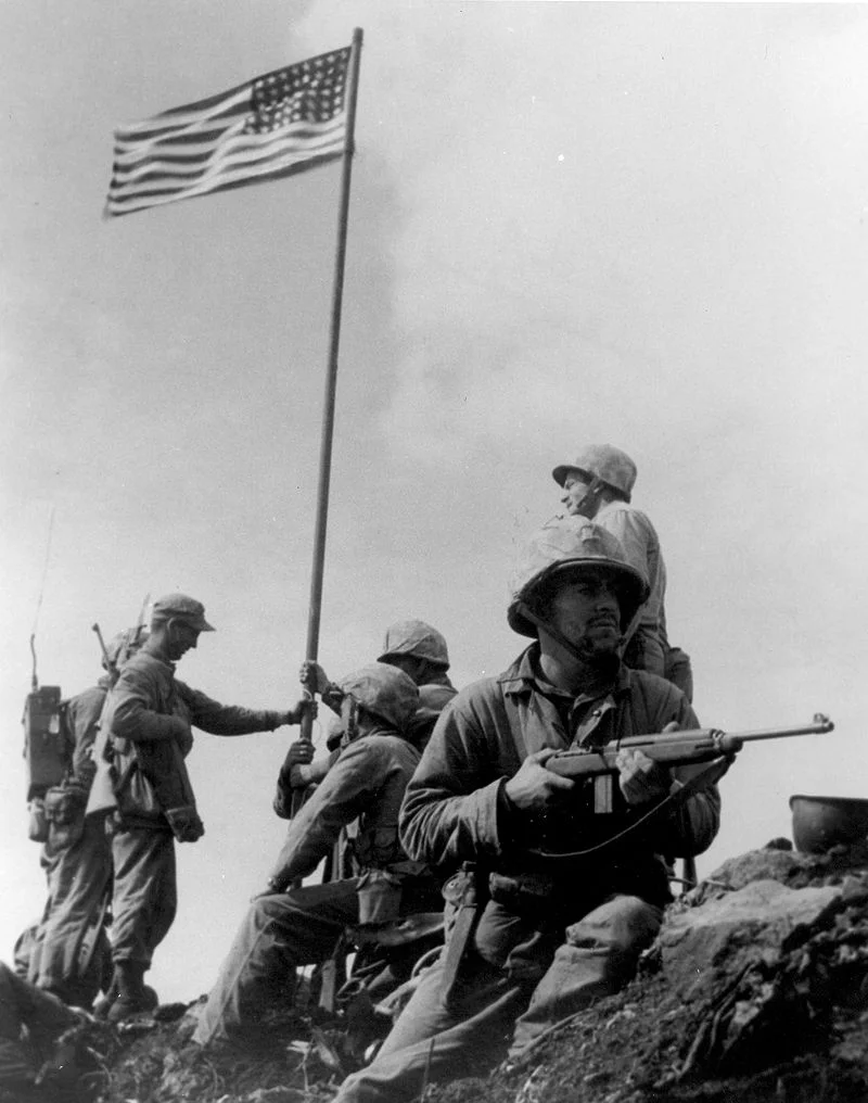 Raising the first flag on Iwo Jima