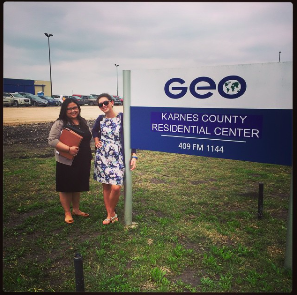 Karnes is owned by GEO Group. We're only smiling in this photo because we were leaving on our last day.