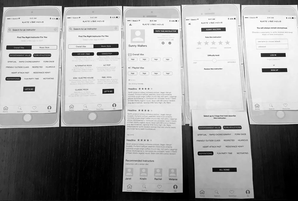    > Usability testing     I refined my initial low fi wireframes from initial user feedback. I initially had trouble figuring out how to make the music discovery feature of the app intuitive and through speaking with users decided the best soluti