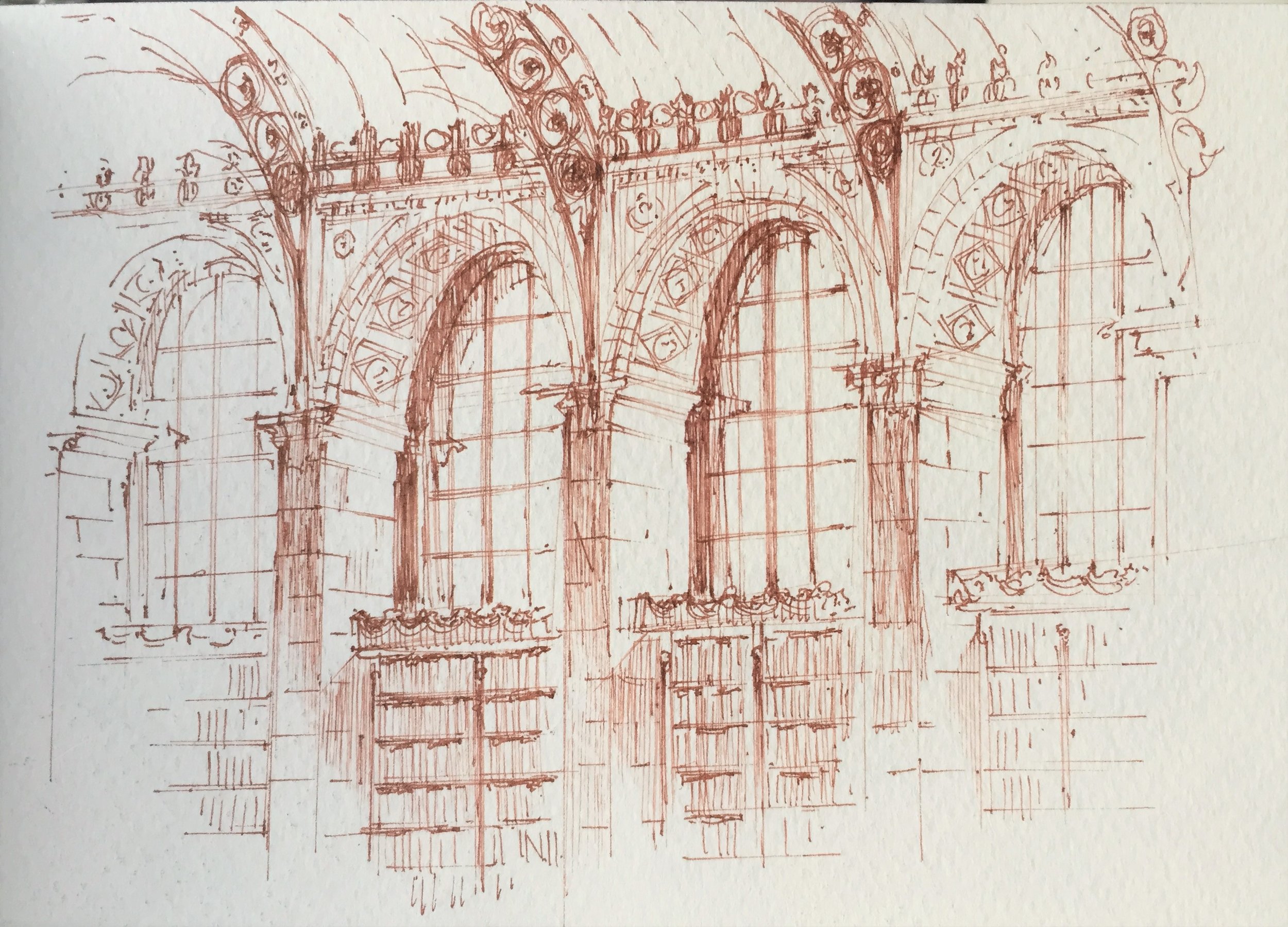 Sketch - Leslie-jon Vickory of Hamady Architects “Bibliotheque Sainte Genevieve #2”