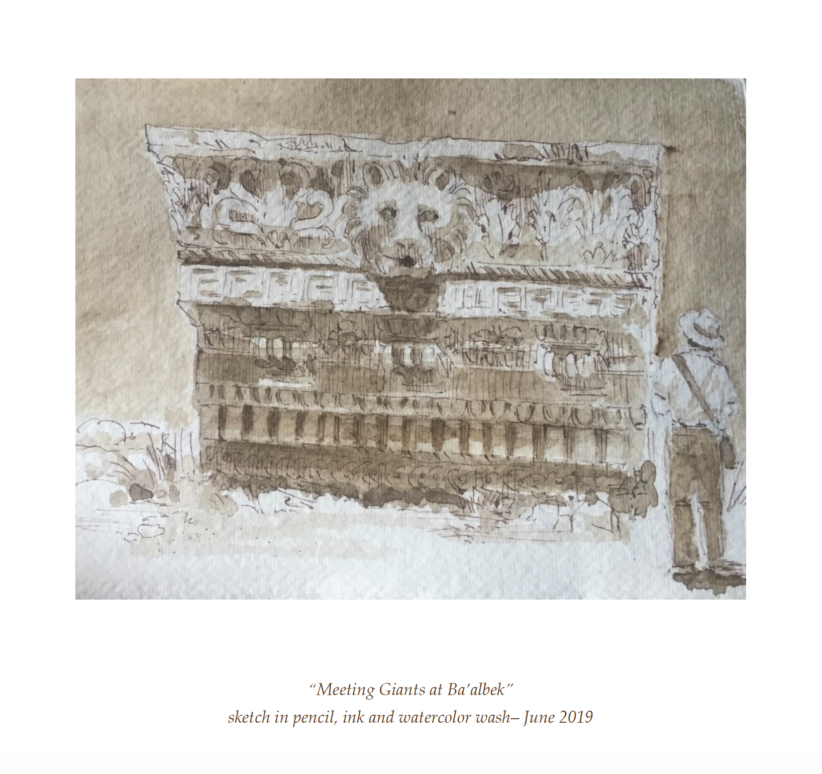 SKETCH Leslie Jon Vickory for Meeting Giants at Ba’albek