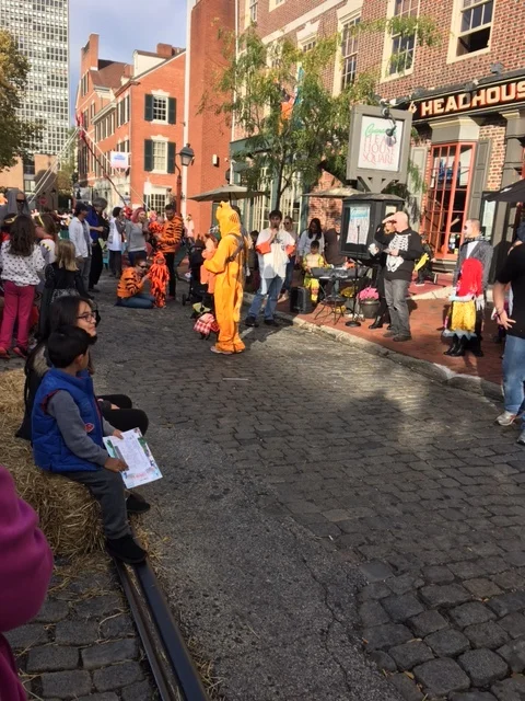 Tigers, skeletons and pirates at the Pumpkinfest costume parade (sadly POTUS was whisked away without granting the paparazzi a photo opp...)
