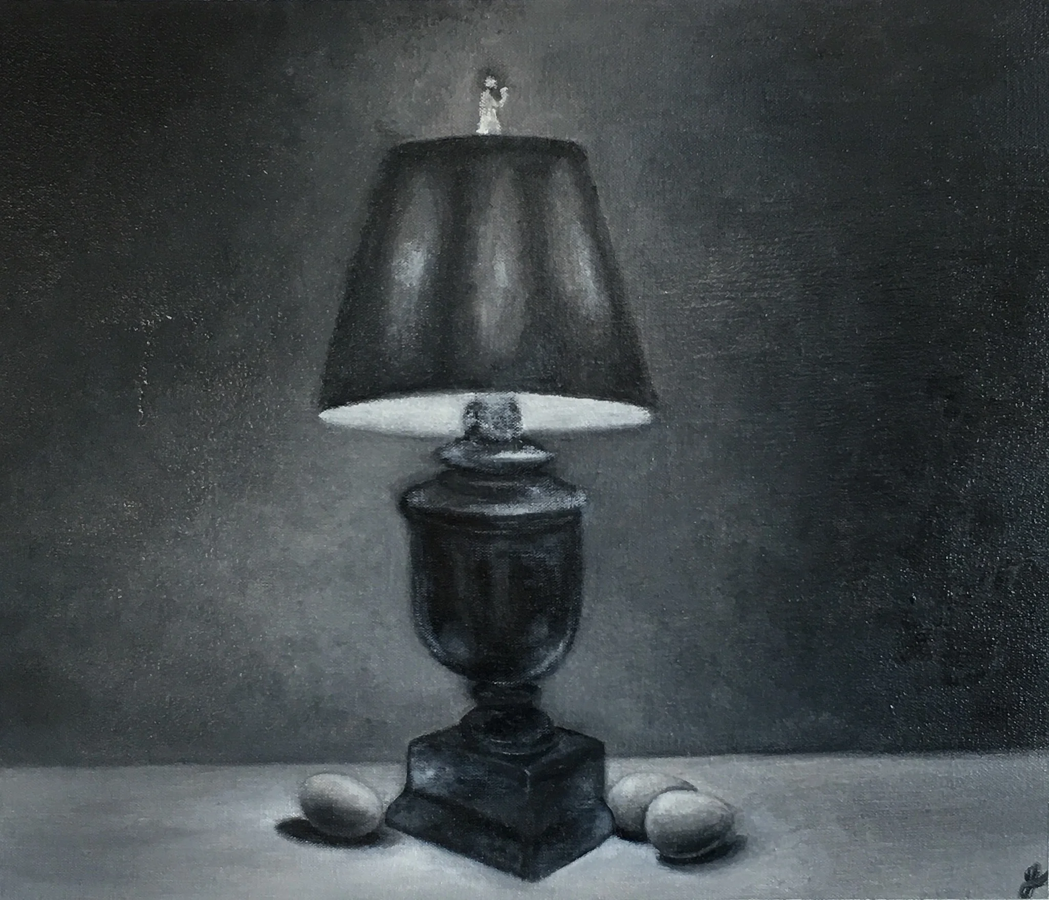  "lamp and 3 eggs" 12 x 12" oil 