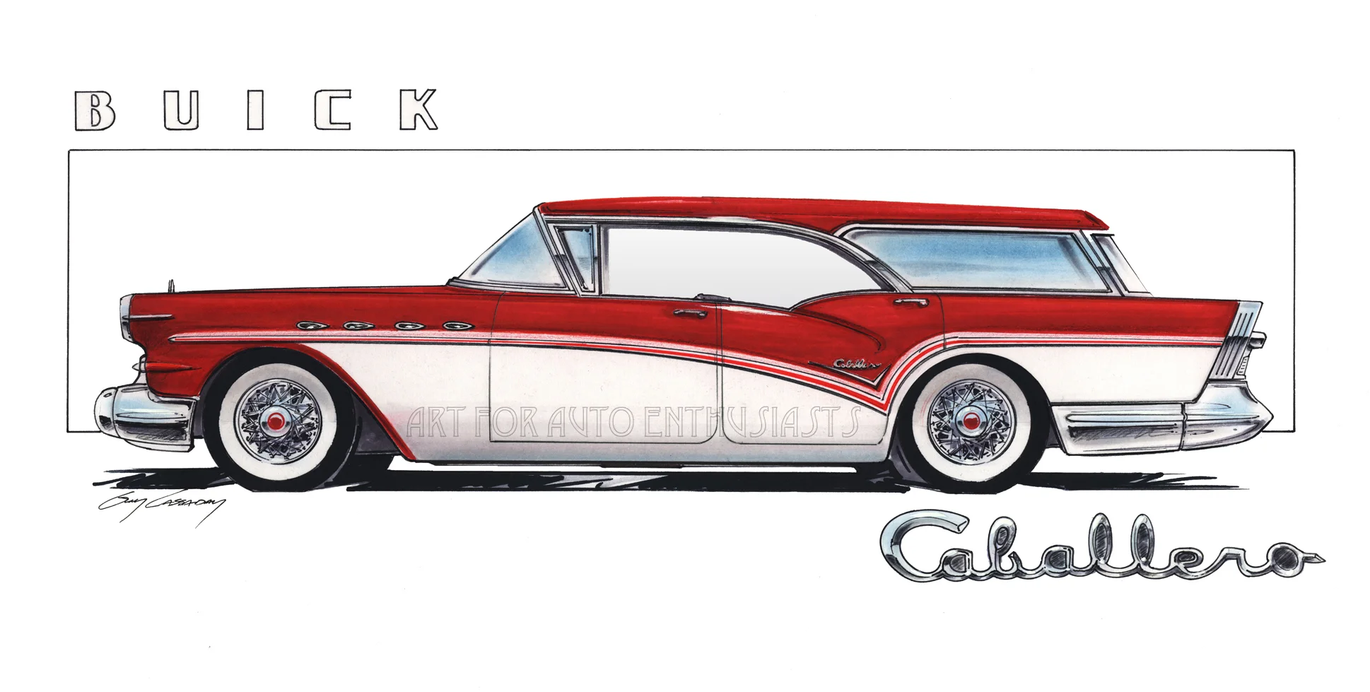 12" X 20" - 1957 Buick Caballero Hardtop Wagon - limited edition archival ink prints available $40.00 plus S & H