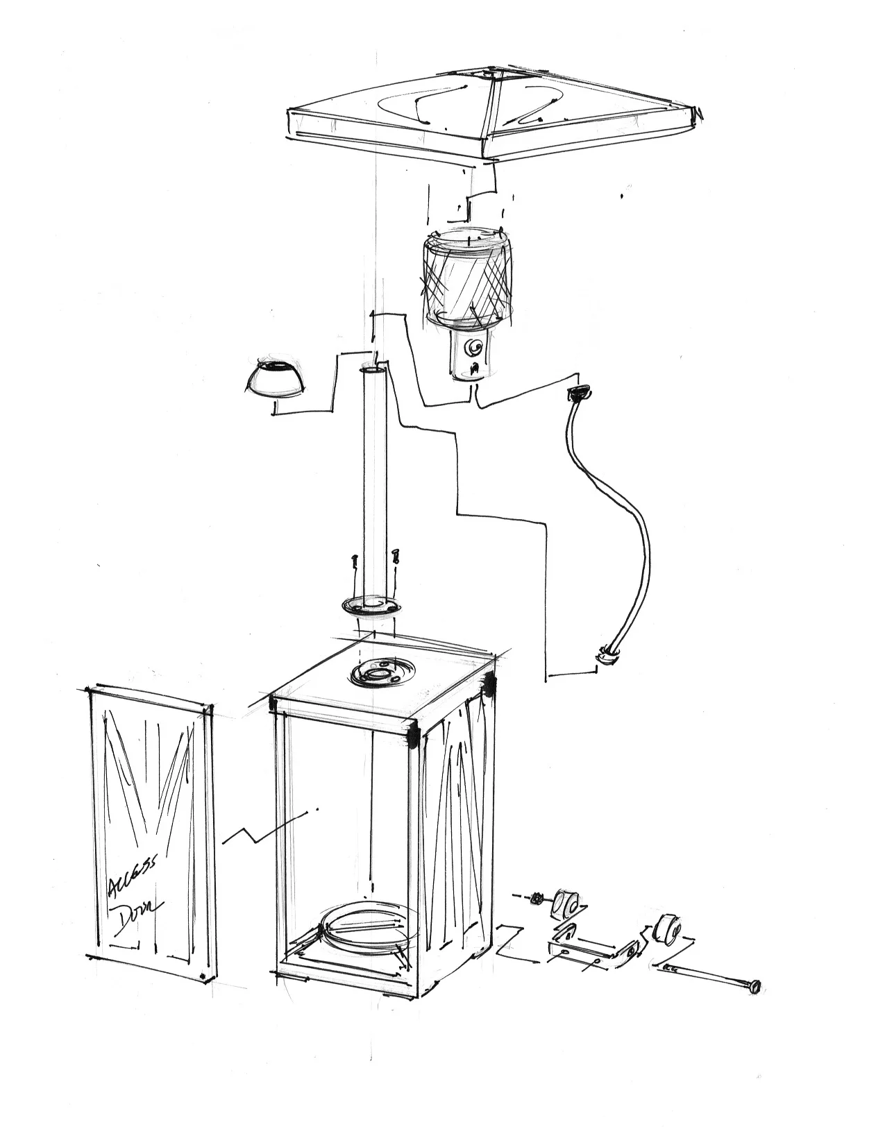 Exploded View Sketch - Portable Patio Heater