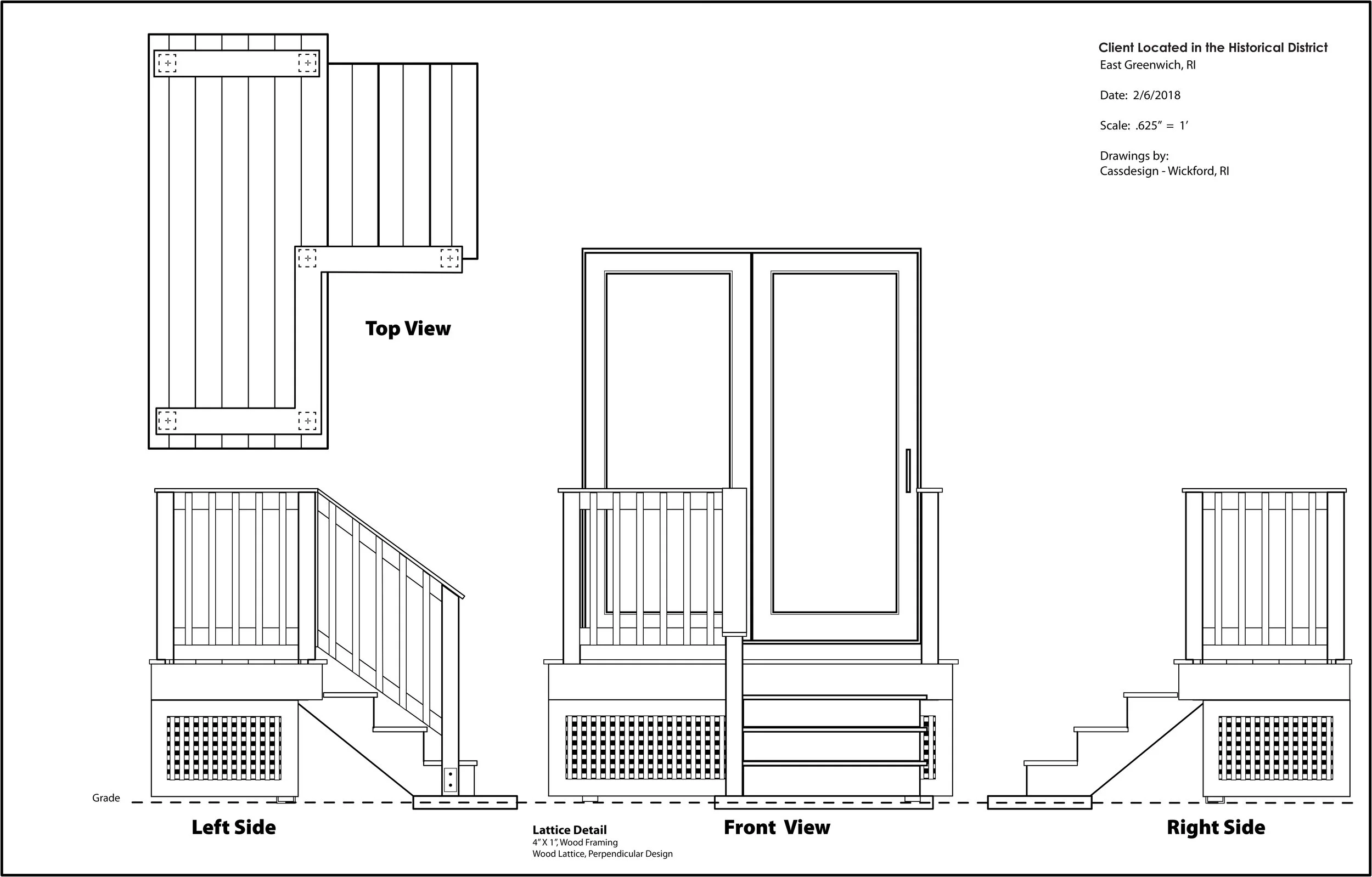 Deck Elevation Drawing - Lattice Detail