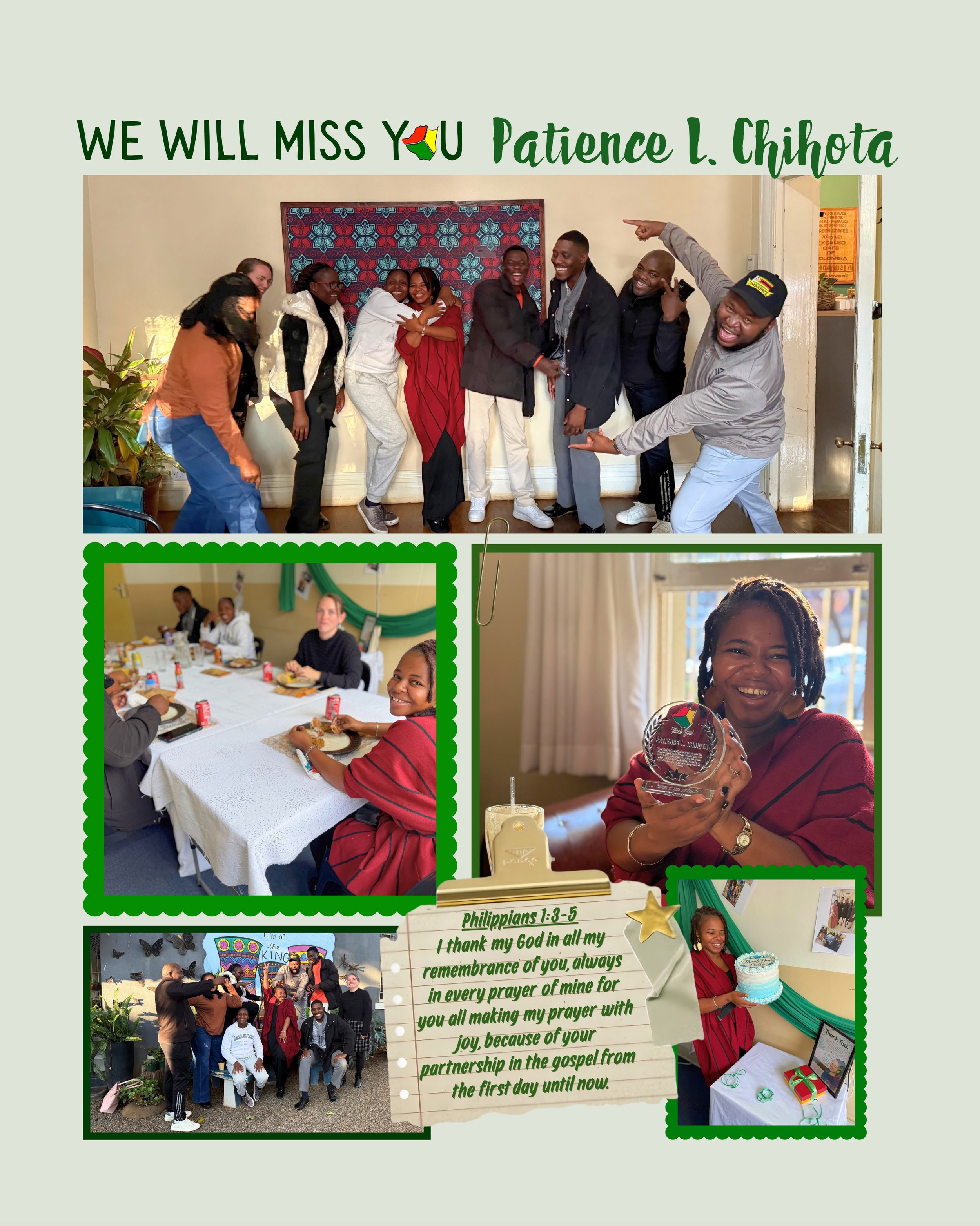 Thank You For Your Partnership In The Lord 🙏🏾

For over four years, Sr. Patience shared Jesus with a smile on her face. She brought joy to the office with her constant kindness and hard work. Her love for singing praises to God will be greatly miss