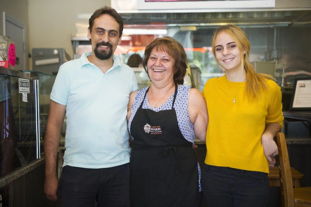 From left to right: Panagiotis "Pek" Peikidis (owner), Lemona Peikidou (cook/mother), Eugenia Peikidou (sister) photo by GO NAKAMURA/NEW YORK DAILY NEWS