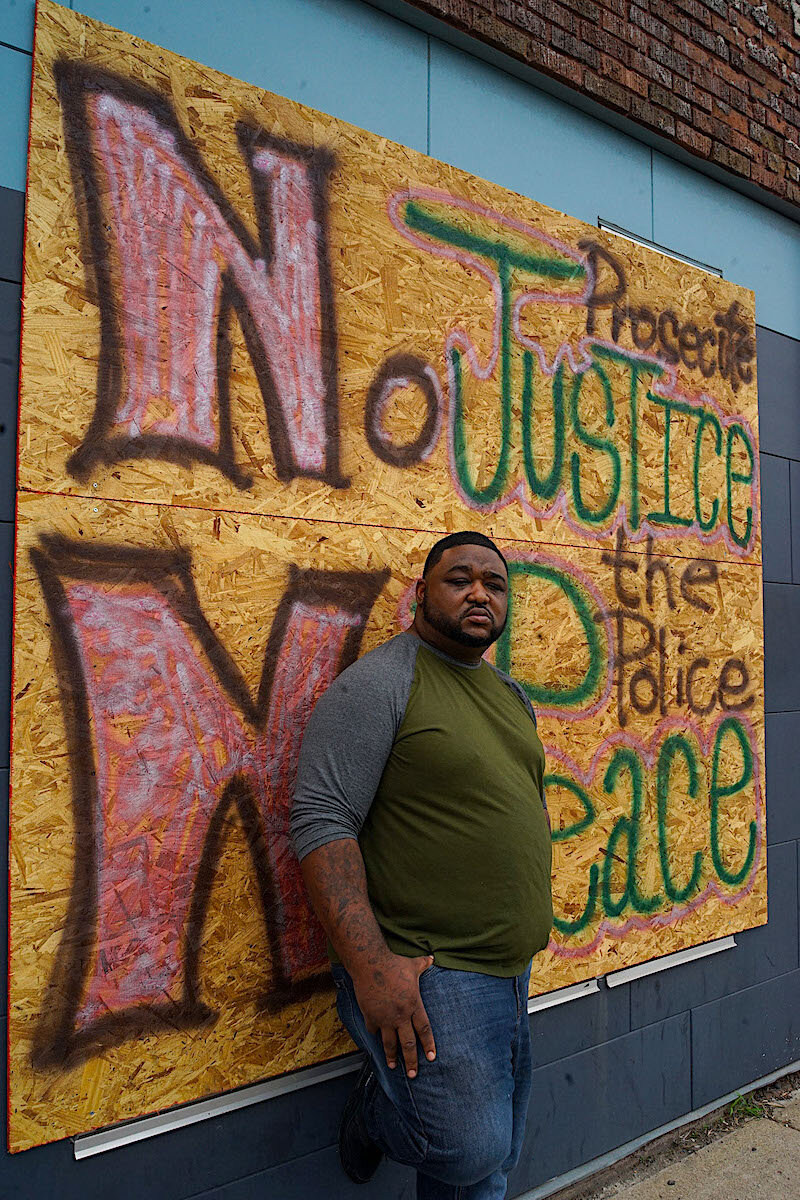  “June 7, 2020 - Northside, Minneapolis - Sippizone, an eight-year Marine veteran who is a rapper, and producer shares his experience with police brutality a week ago during the Greg Floyd protests. ‘I was hit with a flash-bang grenade in my stomach 