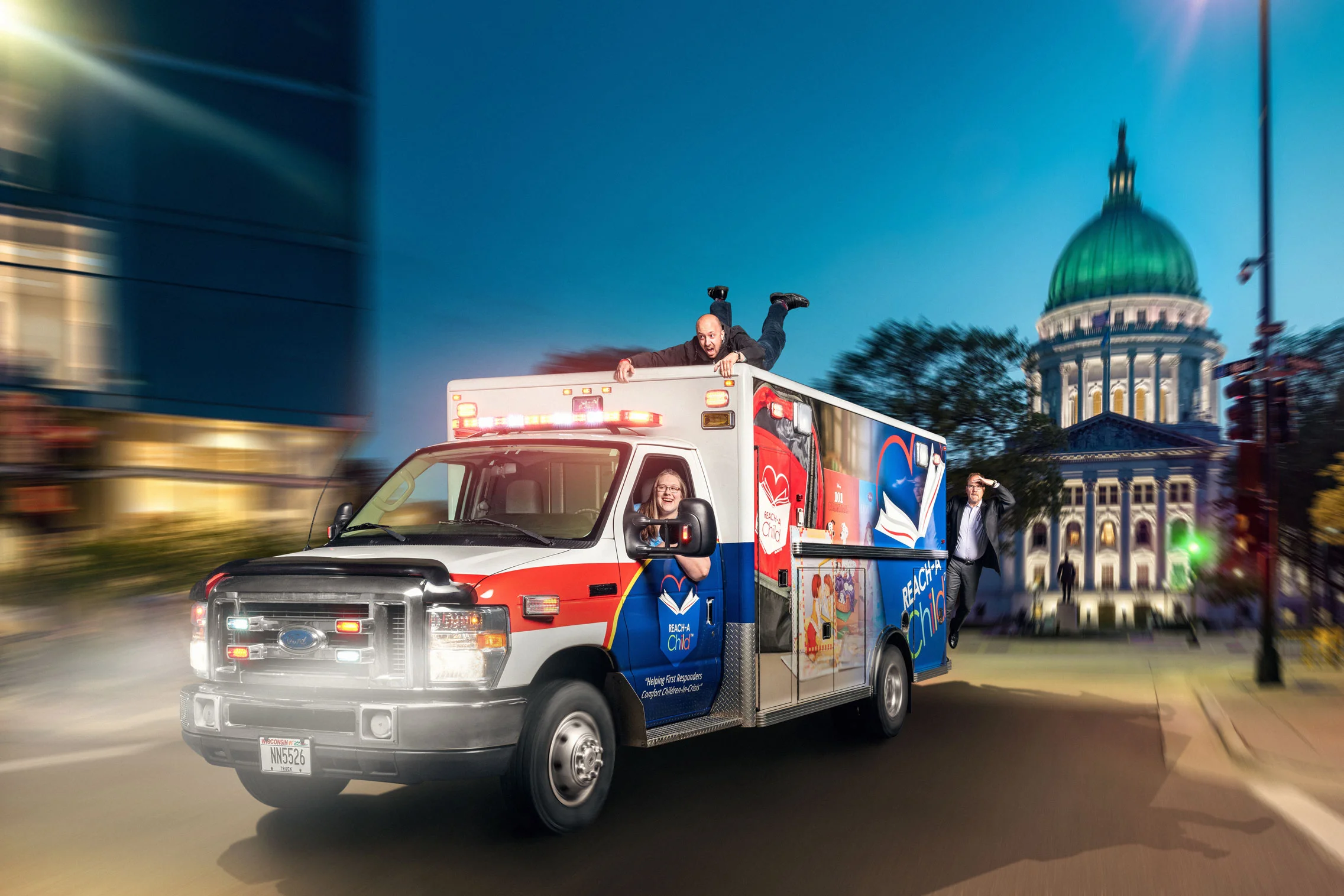 Commercial photography created for REACH-A-Child, creative composite photography, photographer in Madison, WI