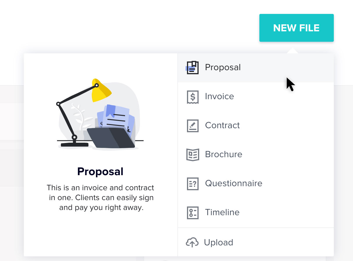 Click “New File” in the lower right corner underneath “Project Details” and select “Proposal.”