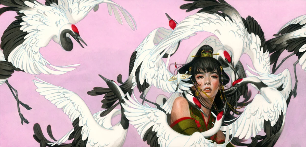   SIX CRIMSON CRANES  Penguin Random House, AD: Alison Impey, 2020 