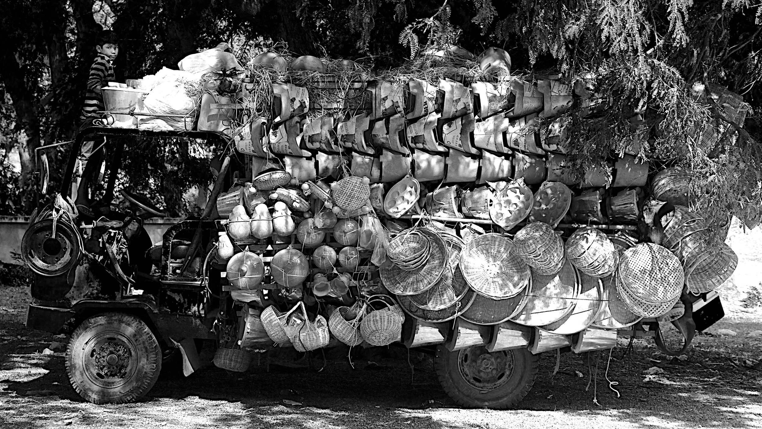 vendor and boy, cambodia