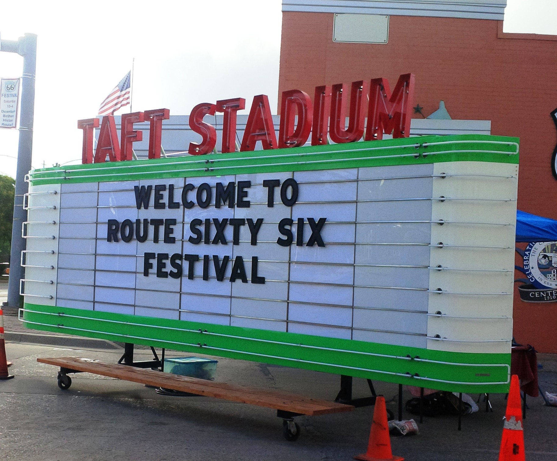 The original sign from Taft Stadium - The sign was restored by and is being stored for the Billboard Museum.
